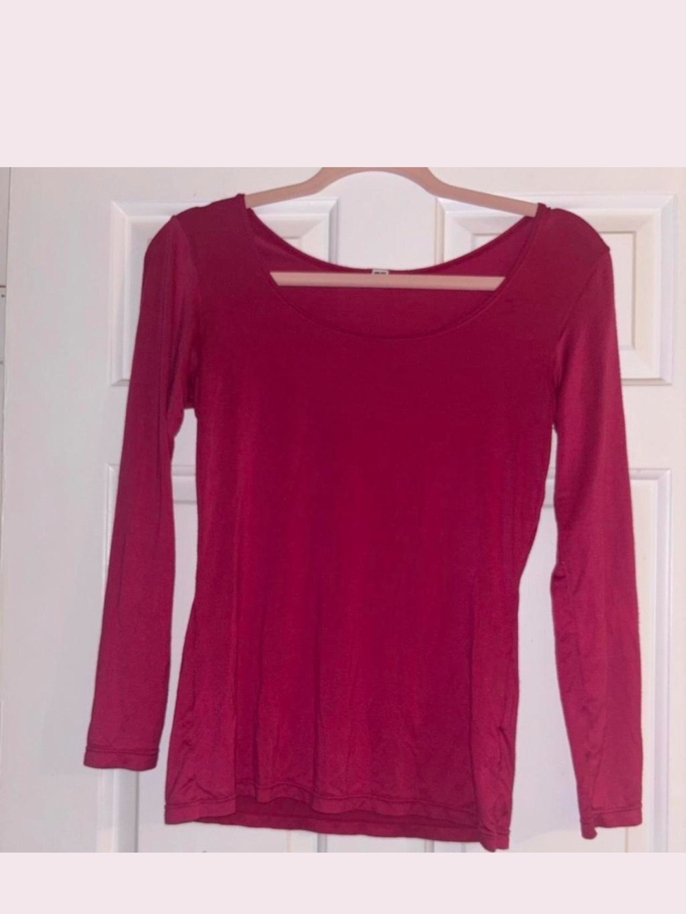 Uniqlo Long Sleeve Scoop Neck Tee - Raspberry Pink